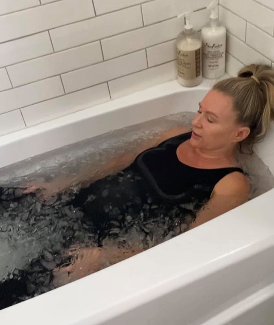 Dr. Perry regulating her nervous system in a cold plunge